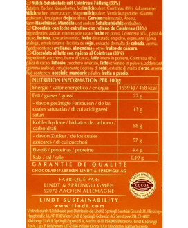 Vendita online tavolette di cioccolato Lindt & Sprüngli alcoliche al latte ripieno liquido di Cogintreau. Shop on line tavolette
