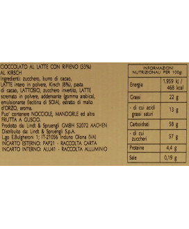 Vendita tavolette di cioccolato Lindt alcoliche al Kirsh.  