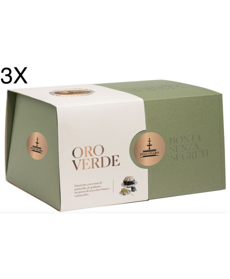 (3 PANETTONI X 1000g) Fiasconaro - Green Gold Pistachio