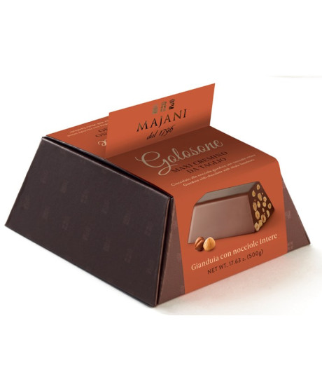 Majani - Golosone - Maxi Cremino da Taglio - Gianduja con Nocciole Intere - 500g Majani - Golosone - Maxi Cremino da Taglio - Gianduja con Nocciole Intere - 500g