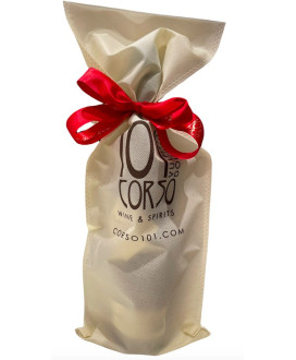 Vendita online confezione regalo per bottiglie singole in bag di stoffa tnt con nastro di raso. Shop on line idee regalo azienda