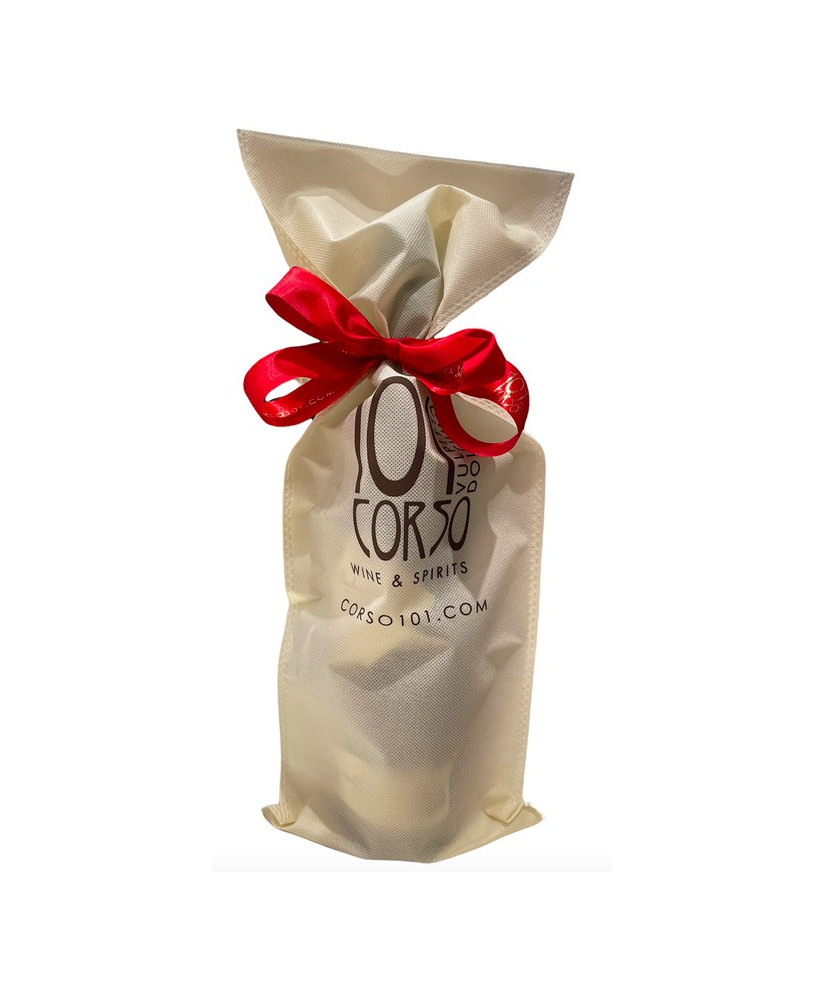 Vendita online confezione regalo per bottiglie singole in bag di stoffa tnt con nastro di raso. Shop on line idee regalo azienda