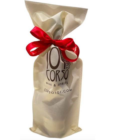 Vendita online confezione regalo per bottiglie singole in bag di stoffa tnt con nastro di raso. Shop on line idee regalo azienda