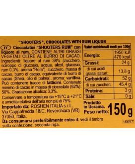 Roshen - Shooters Chocolate - Rum Liquor - 150g
