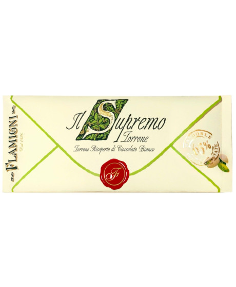 Flamigni - Crumbly Nugat Pistachio covered with white chocolate - Supremo - 150g