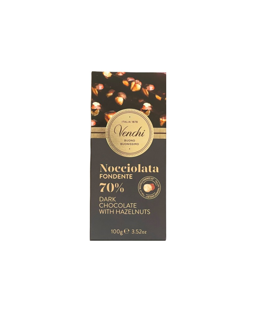 Venchi - Tavoletta di cioccolato fondente 70% con nocciole - 100g