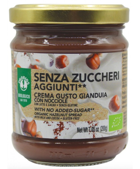 Probios - Chocolate Spread Cream Gianduja taste - no added sugar - 200g