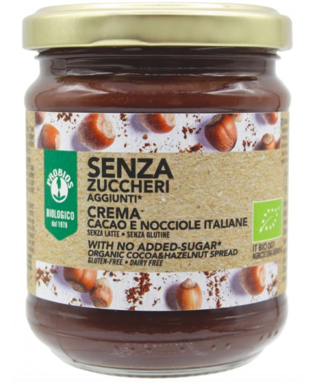 Probios - Chocolate Spread Cream Cocoa and Hazelnuts - no added sugar - 200g