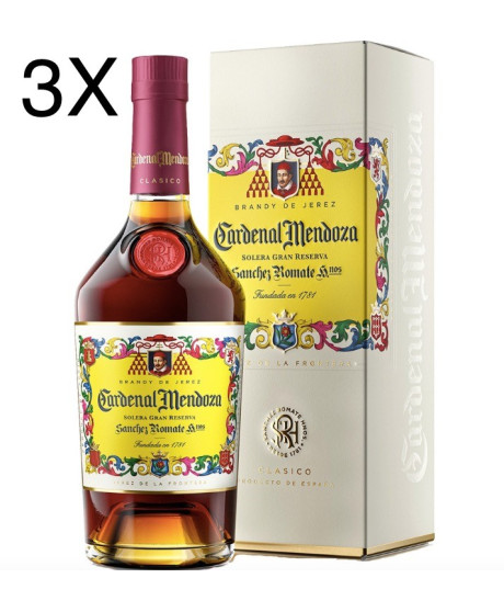 (3 BOTTIGLIE) Cardenal Mendoza - Brandy De Jerez - Solera Gran Reserva - Astucciato - 70cl