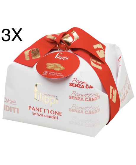 (3 PANETTONI X 1000g) Filippi - No Candied Fruit