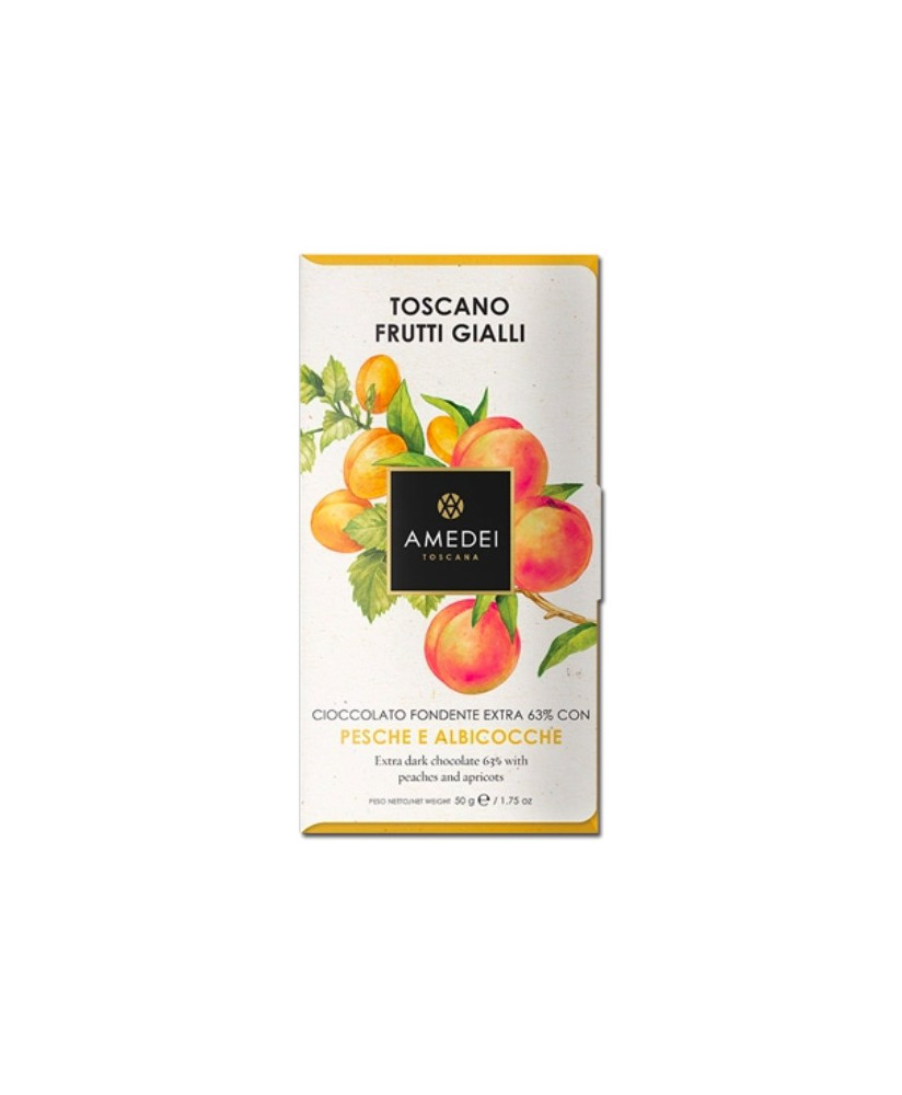 Amedei Toscano Blond, dark chocolate bars with apricot and peach - Online shop best price italian bar Amedei