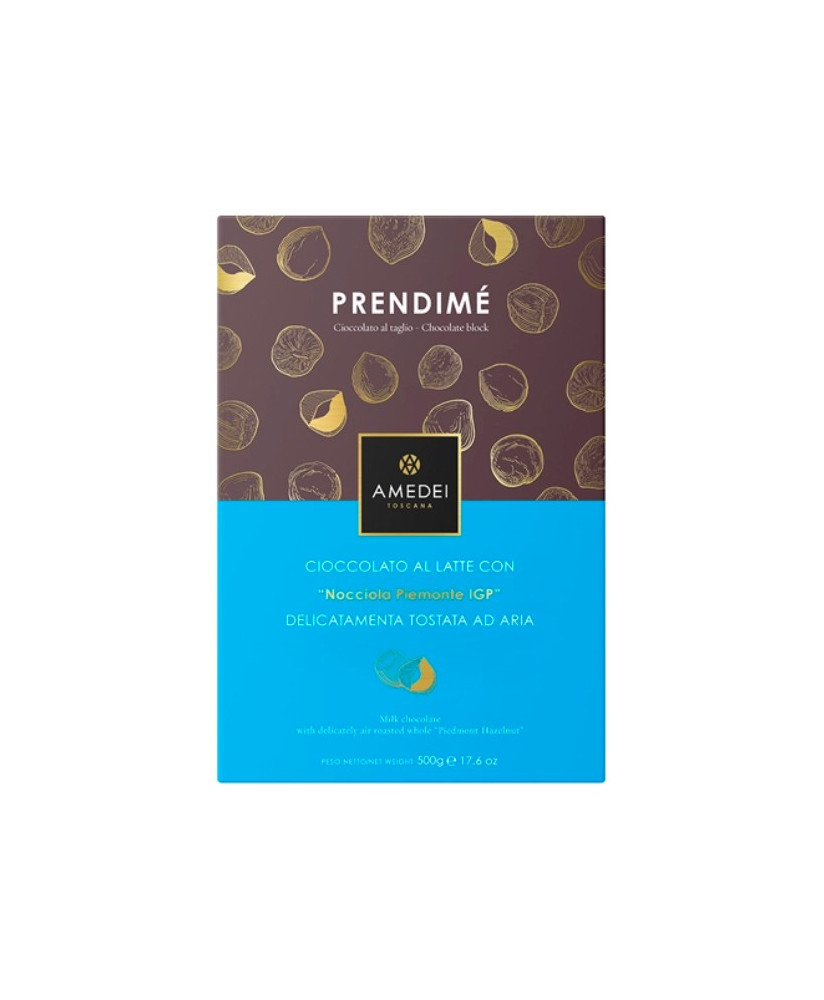 Vendita online Prendimè Amedei Tuscany. Shop on line tavolette di cioccolato al latte con nocciole intere Varietà Tonda e Gentil