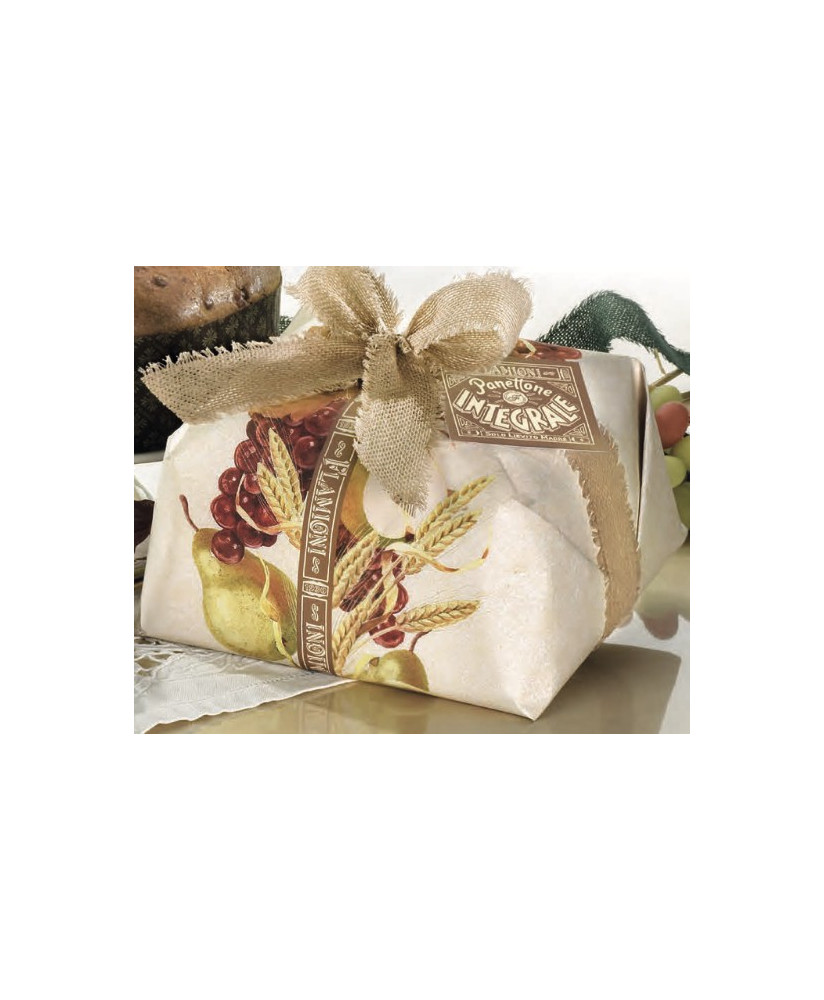Online sales panettone Flamigni integral with candied pear and raisins of Corinth, hand-wrapped. Shop online homemade panettone 
