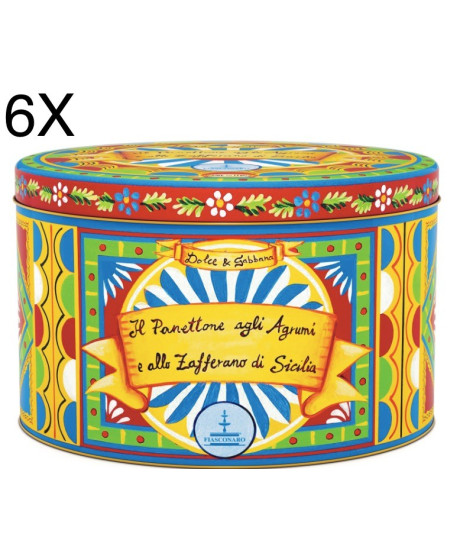 (6 PANETTONI X 1000g) Fiasconaro - Dolce & Gabbana - Panettone Candied Citrus and Saffron - Limited Edition 