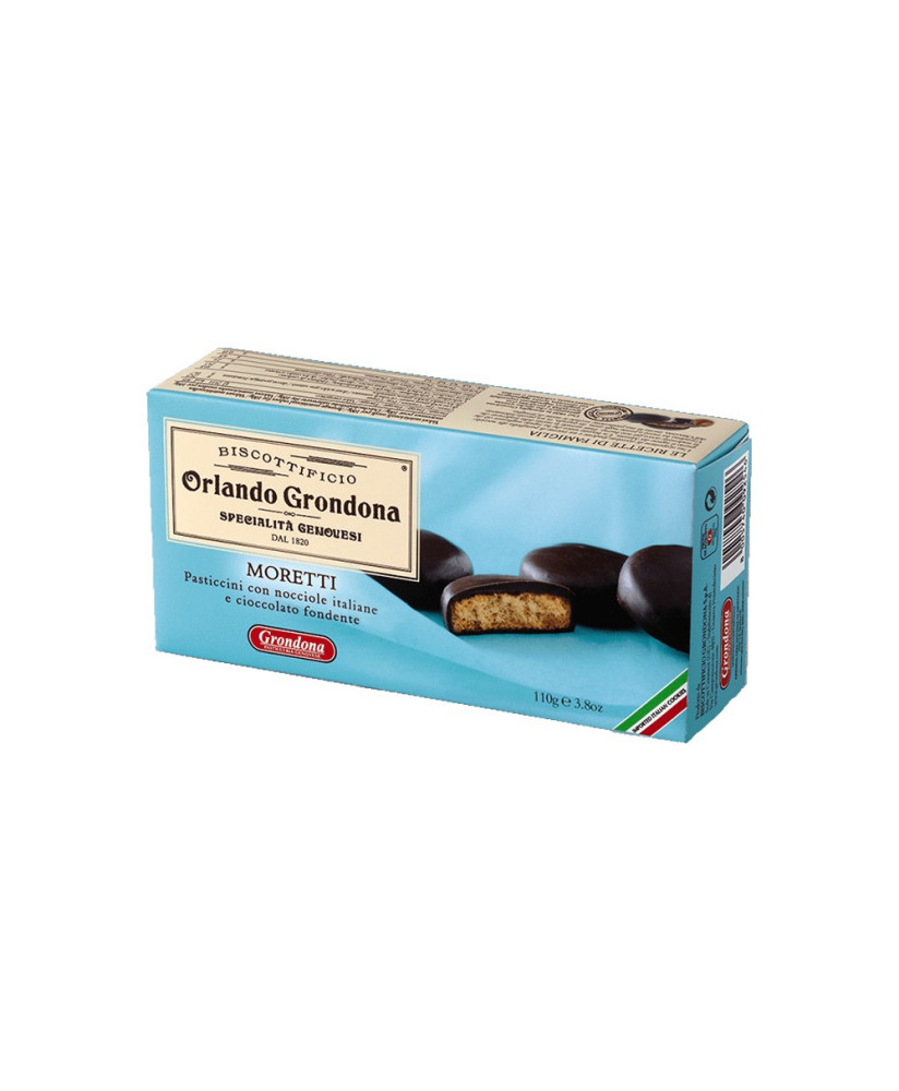 Vendita online Moretti del Biscottificio Orlando Grondona, specialità di genova. Shop on line pasticcini alle nocciole ricoperti