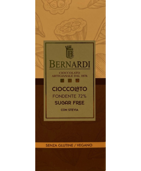 Bernardi - Dark Chocolate Bar - 72% Cocoa - Sugar Free - 45g