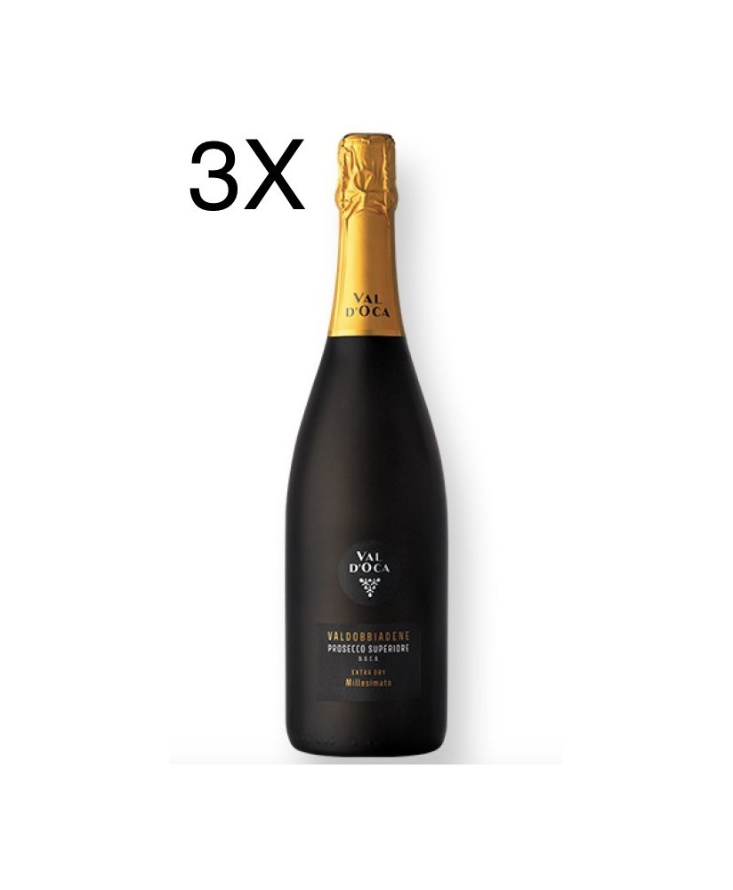 (3 BOTTLES) Val d'Oca - Extra Dry - Prosecco Superiore Millesimato 2022 - DOCG - 75cl