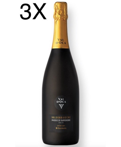 (3 BOTTLES) Val d'Oca - Extra Dry - Prosecco Superiore Millesimato 2022 - DOCG - 75cl