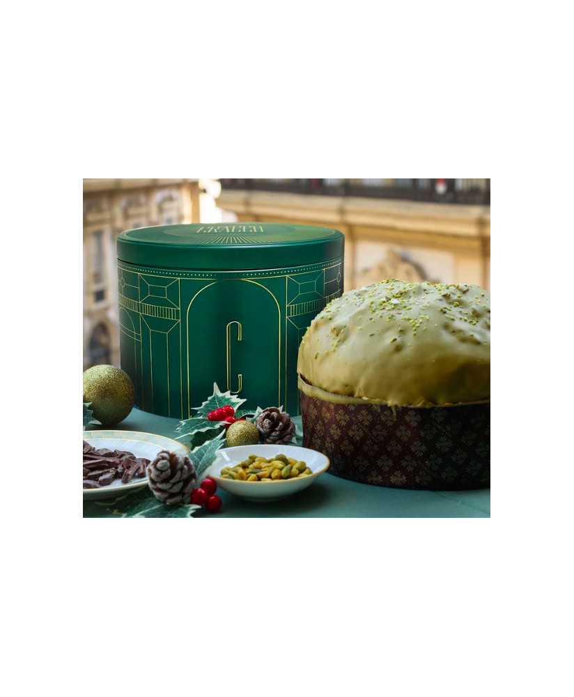 Carlo Cracco - Super Panettone Pistacchio e Cioccolato - Scatola di Latta - 1000g