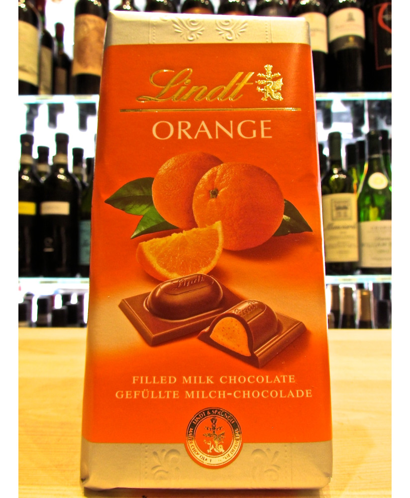 Vendita online tavolette di cioccolato Lindt & Sprüngli al latte ripieno di arancia. Shop on line tavolette di cioccolato Lindt 