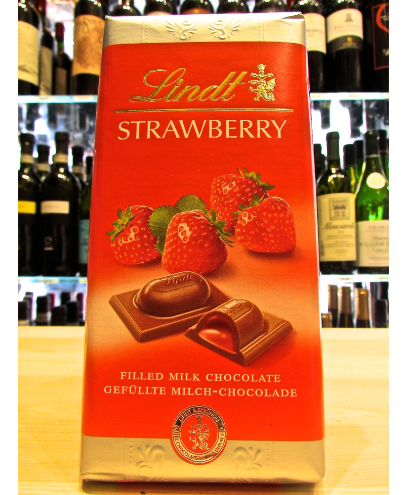 Vendita online tavolette di cioccolato Lindt & Sprüngli al latte ripieno di fragole. Shop on line tavolette di cioccolato Lindt 