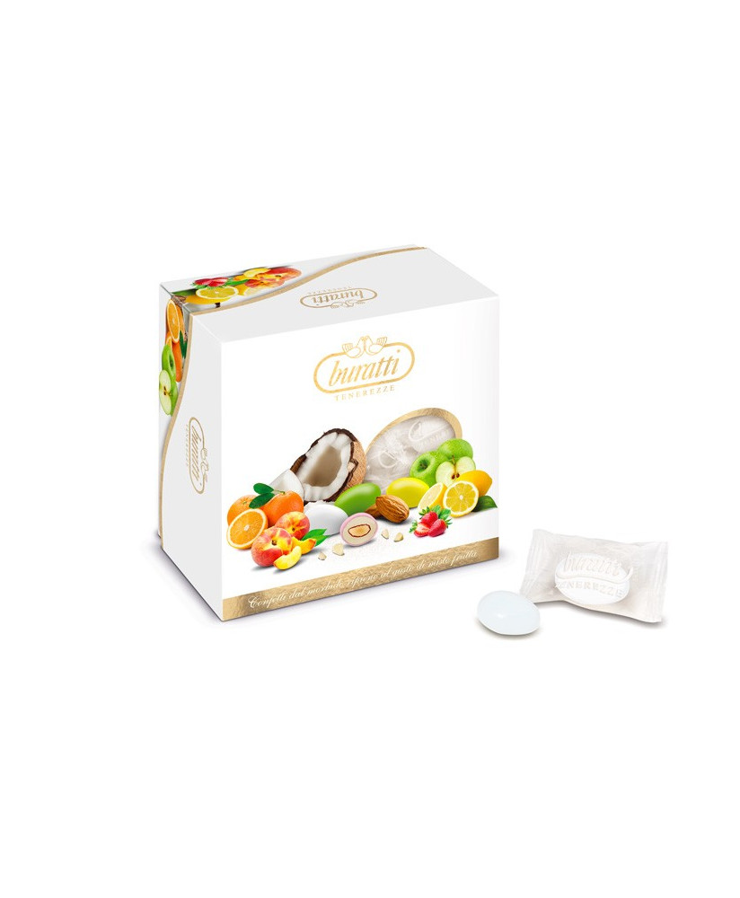 Buratti - Scatola a Vassoio Confetti Assortiti Bianchi - 500g