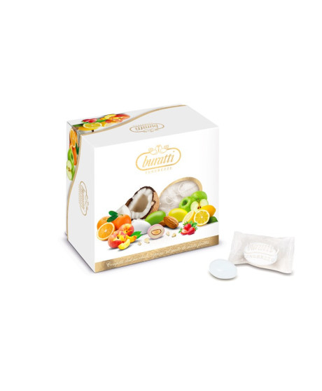 Buratti - Scatola a Vassoio Confetti Assortiti Bianchi - 500g