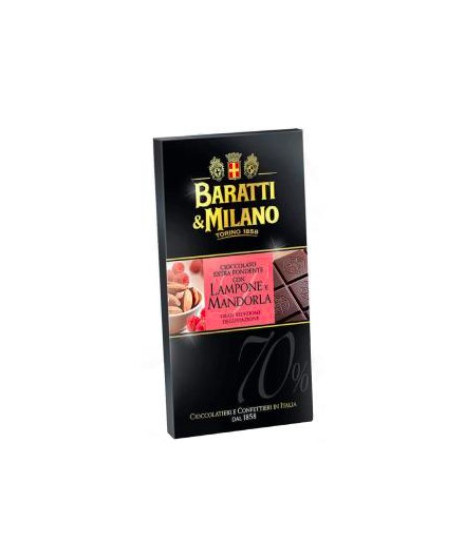 Baratti & Milano - Dark Chocolate With Raspberry and almonds - 75g