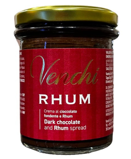 VENDITA ONLINE CREME SPALMABILI VENCHI DI CIOCCOLATO FONDENTE AL RHUM. MIGLIOR PREZZO ONLINE PRODOTTI DA COLAZIONE DI QUALITA'.