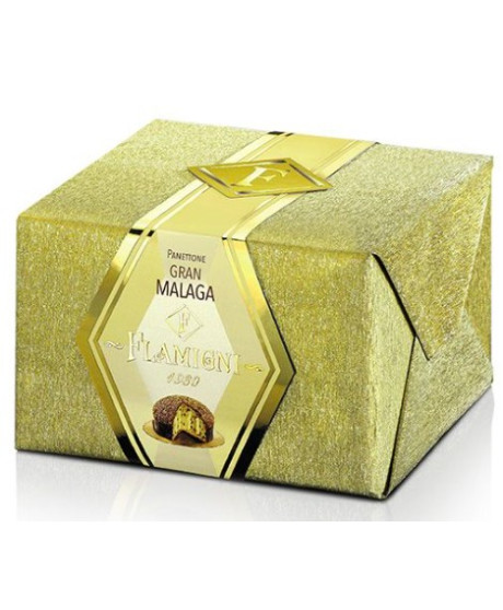 Vendita online panettone Flamigni Gran Malaga con crema catalana e uvetta, ricoperto di cioccolato fondente e cristalli di zucch Vendita online panettone Flamigni Gran Malaga con crema catalana e uvetta, ricoperto di cioccolato fondente e cristalli di zucch