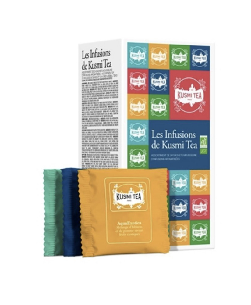 Kusmi - Cofanetto Kusmi Tea Herbal Teas bio Tisane biologiche, tiglio, ibisco, rooibos - 24 bustine - 48g