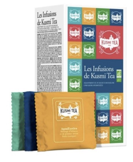 Discover Kusmi - 24 enveloped Organic Kusmi Tea Herbal Teas box Organic herbal teas, linden, hibiscus, rooibos - 48g