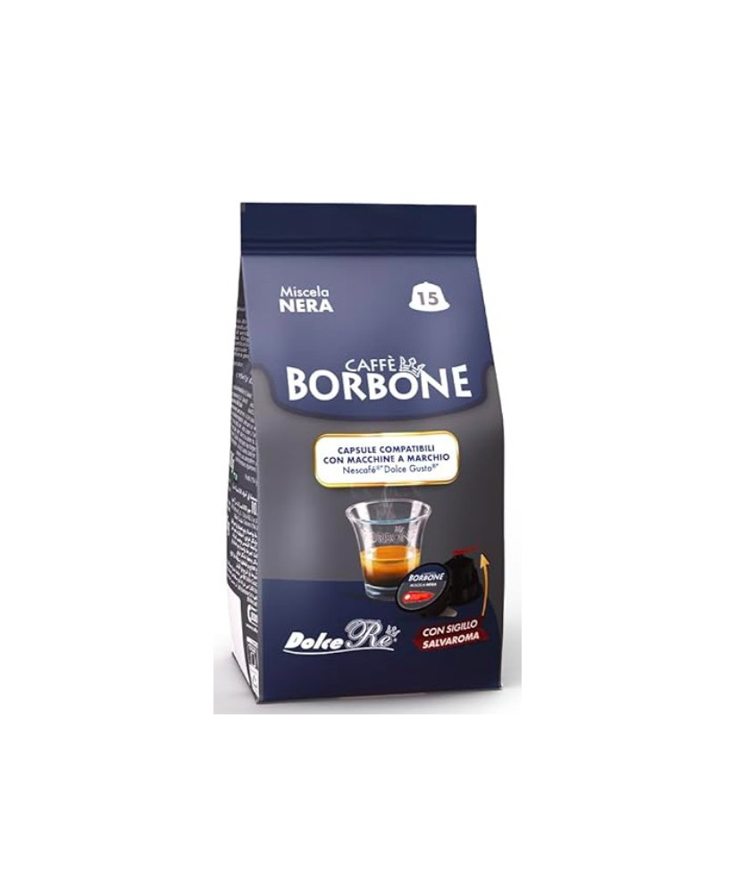 Caffè Borbone - 15 Capsules BLACK Blend - Compatible with "Nescafè", "Dolce Gusto" machines