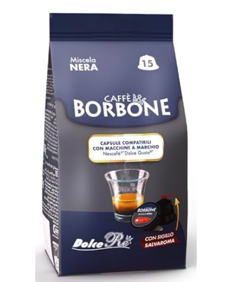 Caffè Borbone - 15 Capsules BLACK Blend - Compatible with "Nescafè", "Dolce Gusto" machines Caffè Borbone - 15 Capsules BLACK Blend - Compatible with "Nescafè", "Dolce Gusto" machines