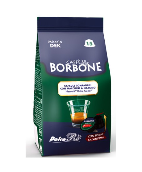 Caffè Borbone - 15 Capsule Miscela DEK - Compatibili con macchine "Nescafè", "Dolce Gusto" Caffè Borbone - 15 Capsule Miscela DEK - Compatibili con macchine "Nescafè", "Dolce Gusto"