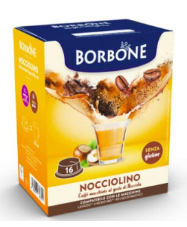 Caffè Borbone - 16 Capsules - NOCCIOLINO - Compatible with Lavazza "A Modo Mio" brand machines