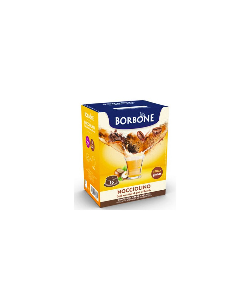 Caffè Borbone - 16 Capsules - NOCCIOLINO - Compatible with Lavazza "A Modo Mio" brand machines