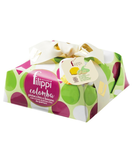 FILIPPI - COLOMBA AL PISTACCHIO E LIMONE CON CREMA AL PISTACCHIO SPALMABILE - 750g