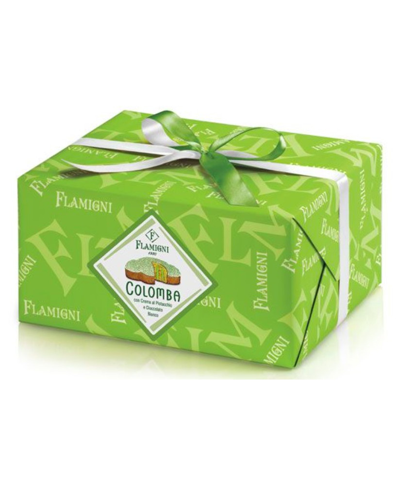 Vendita online colombe di Pasqua artigianali Flamigni forlì. Shop on-line colomba Crema e glassa al pistacchio. Dolce da forno l