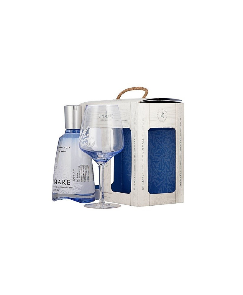 Gin Mare - Mediterranean Gin - Confezione regalo con 1 bicchiere - 70cl