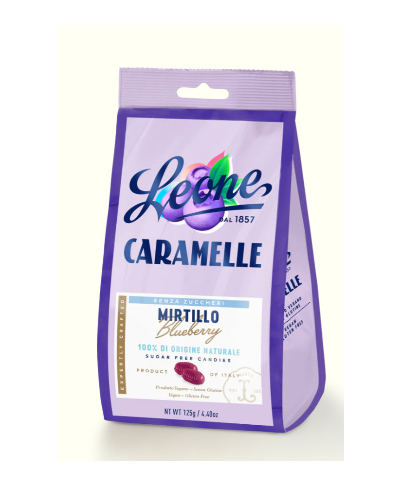 Pastiglie Leone - Caramelle al Mirtillo Senza Zucchero - 100g