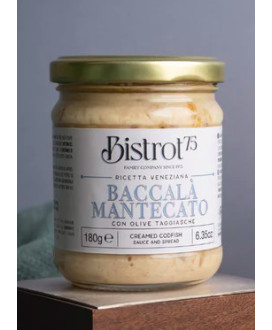 Vendita online Tartuflanghe Baccalà mantecato con olive, Baccalà con olive taggiasche tartuflanghe, Baccalà mantecato 190g.