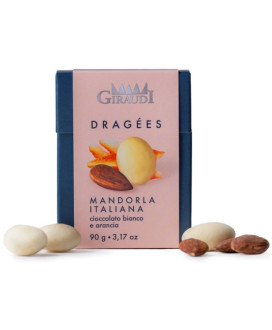 Giraudi - Dragees – Mandorle ricoperte di cioccolato bianco e arancia - 90g