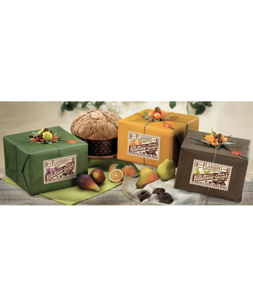 Flamigni - Assortimento 3 Panettoni - Cioccolato e Fichi/Pera/Arancio - 3 X 1000g
