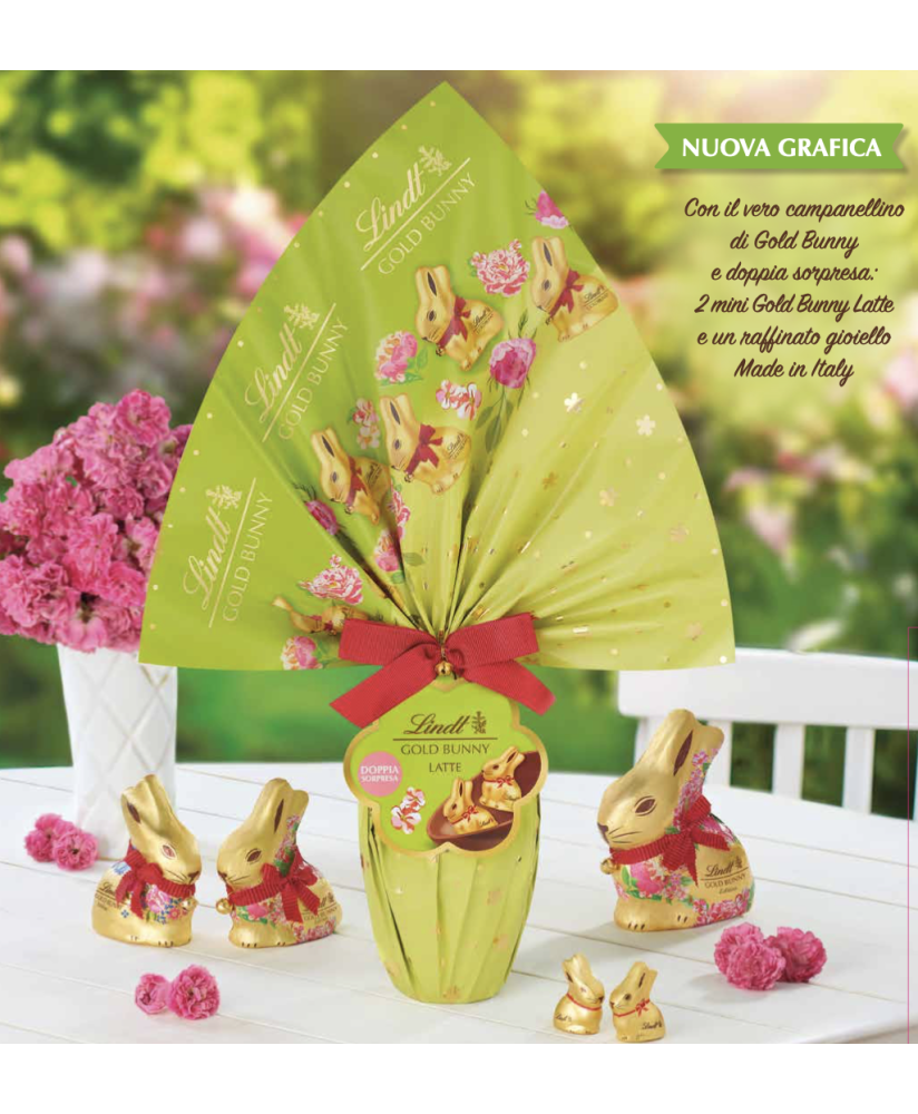 Vendita online Uovo di Pasqua Lindt & Sprüngli linea Gold Bunny con doppia sorpresa, uovo di cioccolato al latte da bambino (SCO
