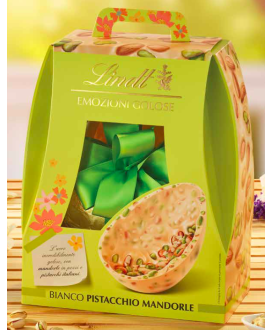 Vendita online e prezzo Uovo di Pasqua novità 2025 Lindt cioccolato bianco con pistacchi e mandorle salate, sconto 10% extra