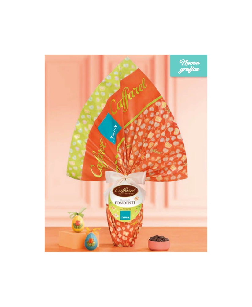 Vendita online Uova Thun Caffarel fondenti. Shop on line uovo di Pasqua fondente Caffarel per adulti con originali sorprese firm