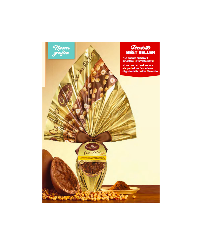 Vendita online Uova Caffarel al latte con nocciole Piemonte I.G.P. Shop on line uovo Caffarel nocciolato al latte, con granella