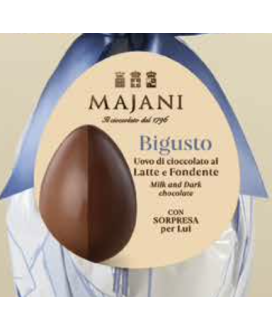 Vendita online uova di Pasqua Bigusto Majani. Shop on line Uovo metà di cioccolato al latte e metà fondente. Miglior prezzo on l