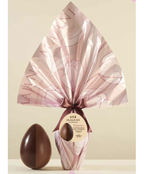 Vendita online uova di Pasqua Bigusto Majani. Shop on line Uovo metà di cioccolato al latte e metà fondente. Miglior prezzo on l
